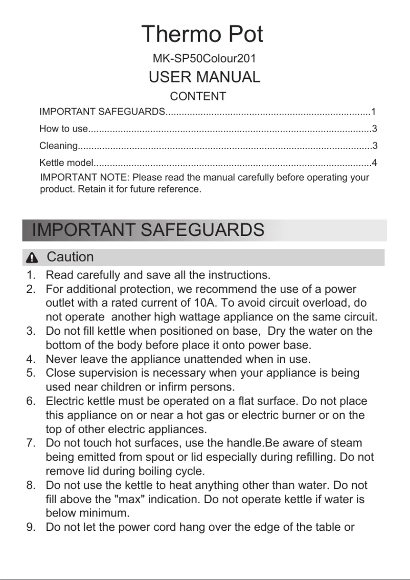 Page 1 de la notice Manuel utilisateur Midea MK-SP50Colour201