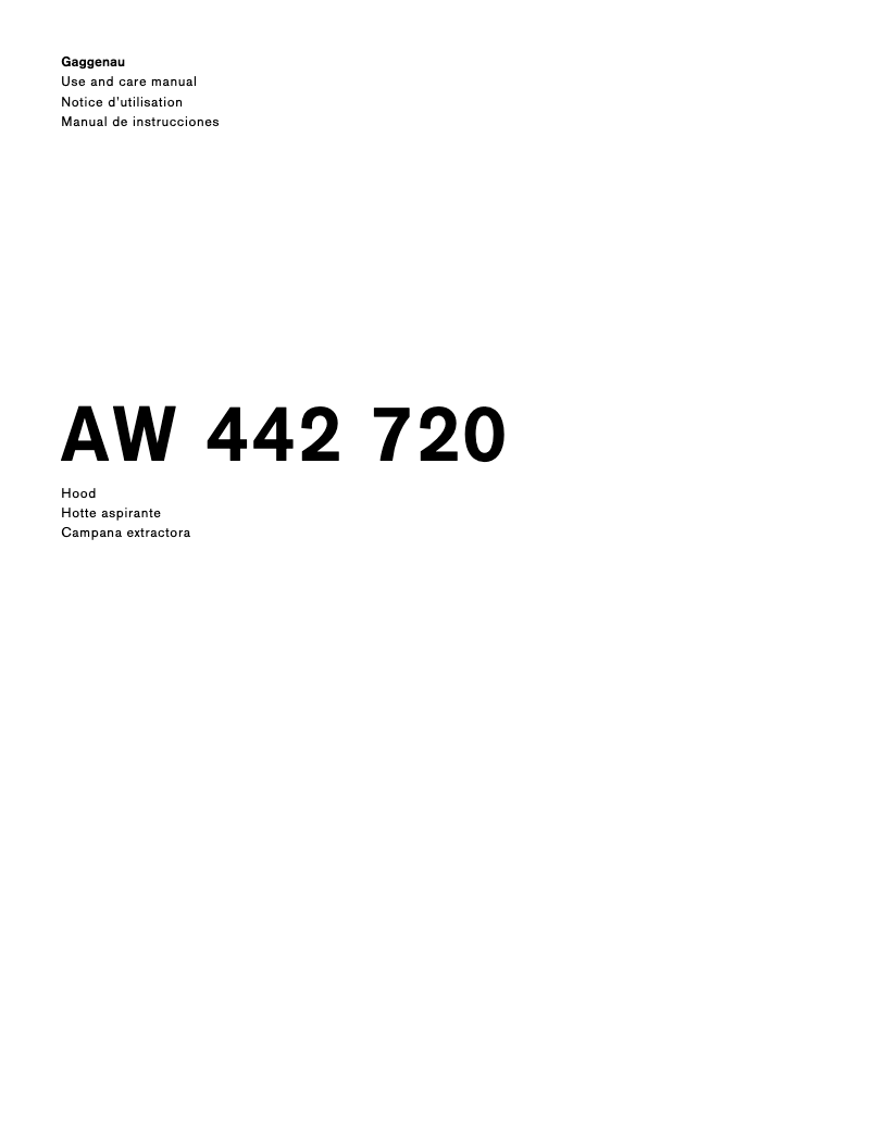 Página 1 del manual Manual de usuario Gaggenau AW442720