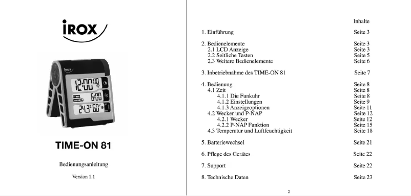 Page 1 de la notice Manuel utilisateur Irox Time On 82