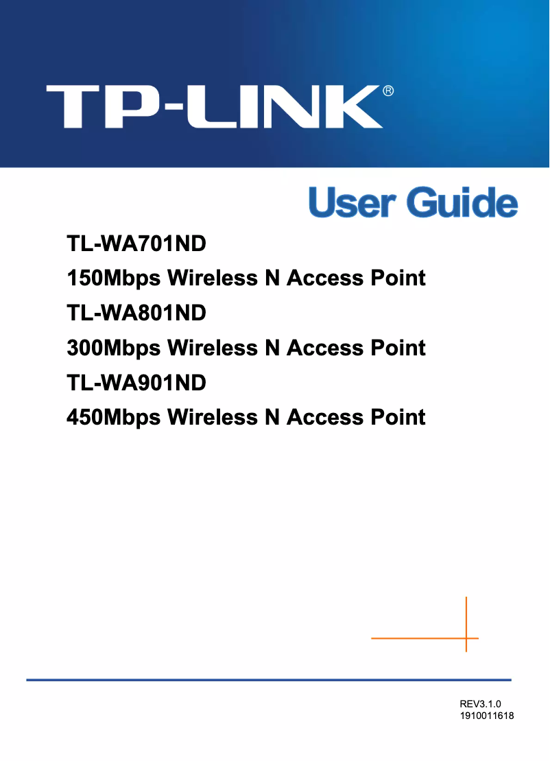 Page 1 de la notice Guide d'installation TP-Link TL-WA801ND