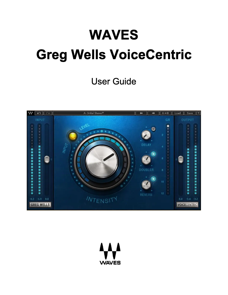 Page 1 de la notice Manuel utilisateur Waves Greg Wells VoiceCentric