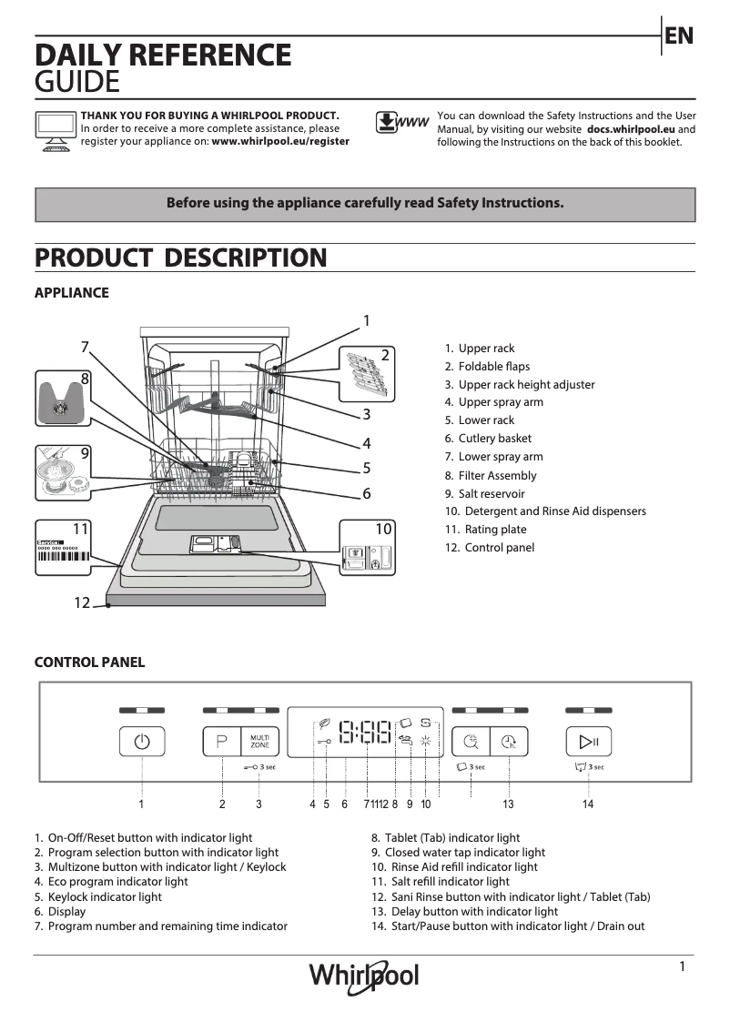 Page 1 de la notice Manuel utilisateur Whirlpool WBC3C26B