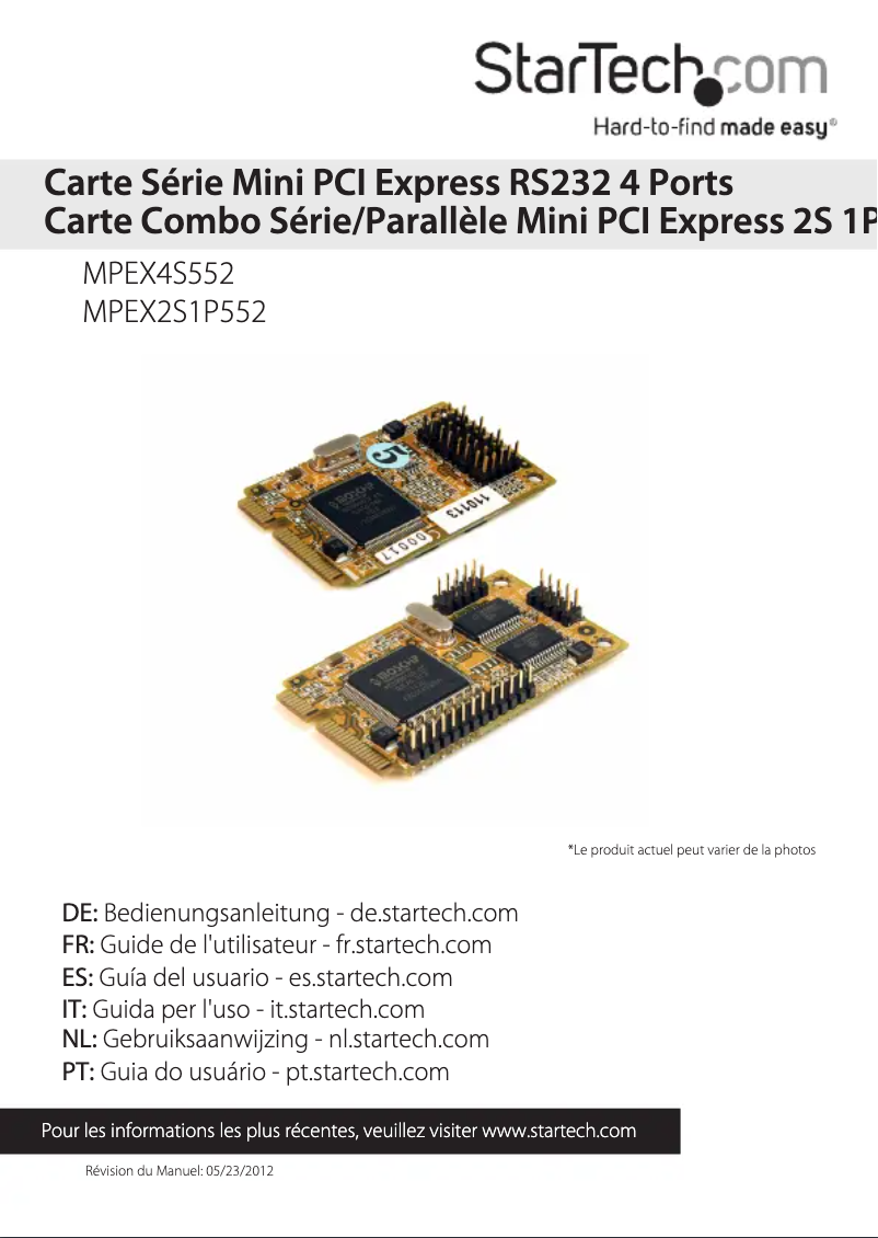 Image de la première page du manuel de l'appareil MPEX2S1P552