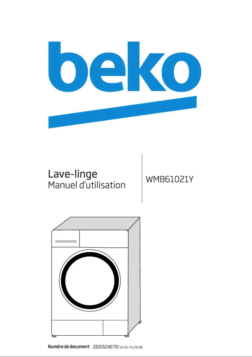 Page 1 de la notice Manuel utilisateur Beko WMB 61021 Y