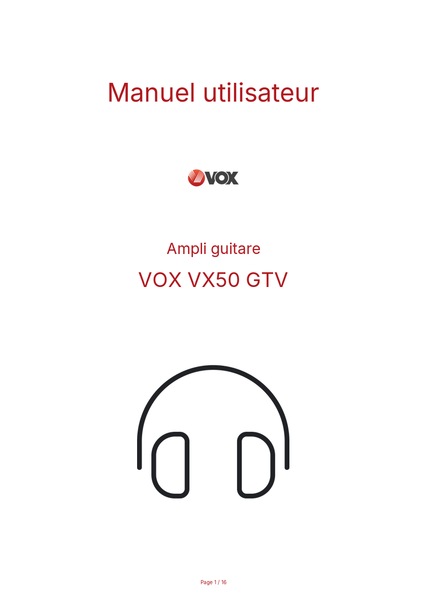 Image de la première page du manuel de l'appareil VX50 GTV
