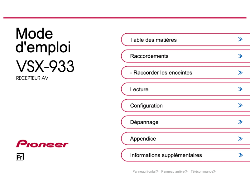 Page n°1 - Manuel utilisateur Pioneer VSX-933