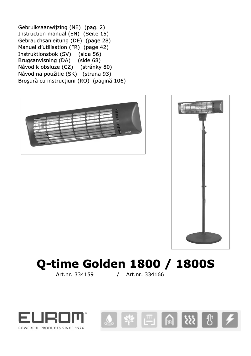 Page n°1 - Manuel utilisateur Eurom Q-time Golden 1800S