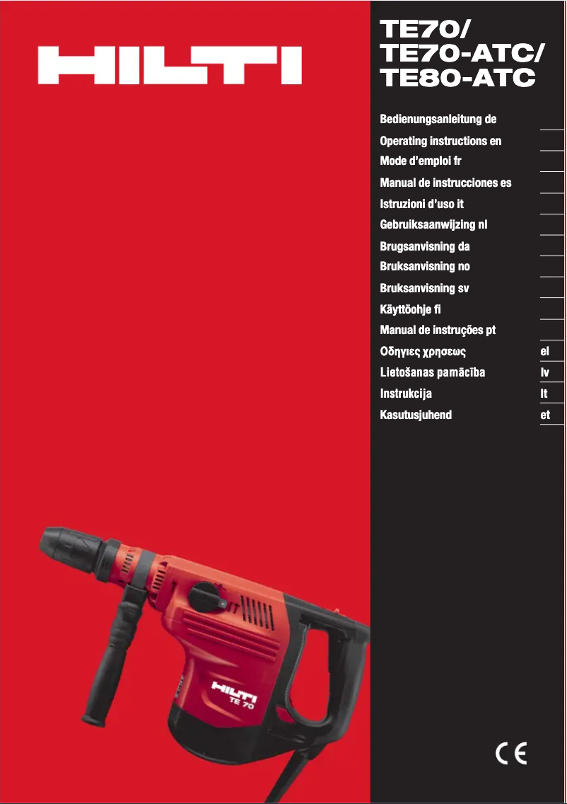 Página 1 del manual Manual de uso y mantenimiento Hilti TE 70
