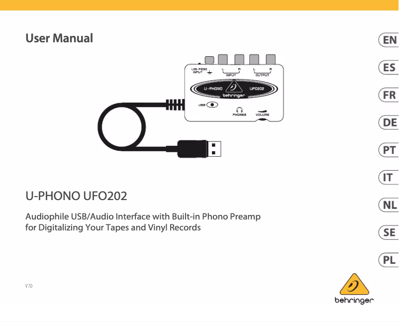 Página 1 del manual Manual de usuario Behringer U-Phono UFO202