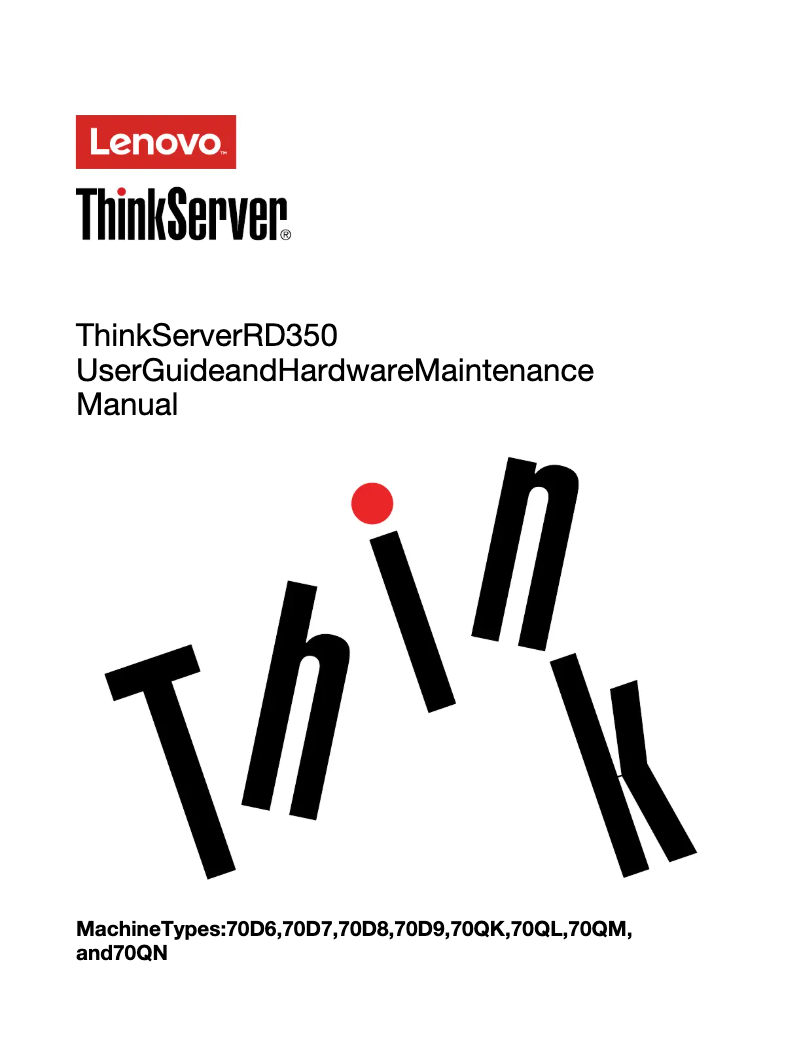 Imagen de la primera página del manual del dispositivo ThinkServer RD350