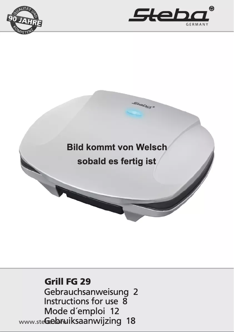 Page n°1 - Manuel utilisateur Steba FG 29