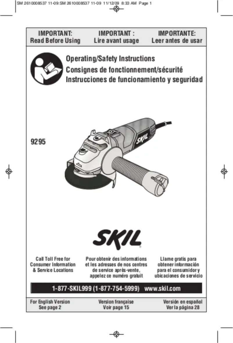Page 1 de la notice Manuel utilisateur Skil 9295