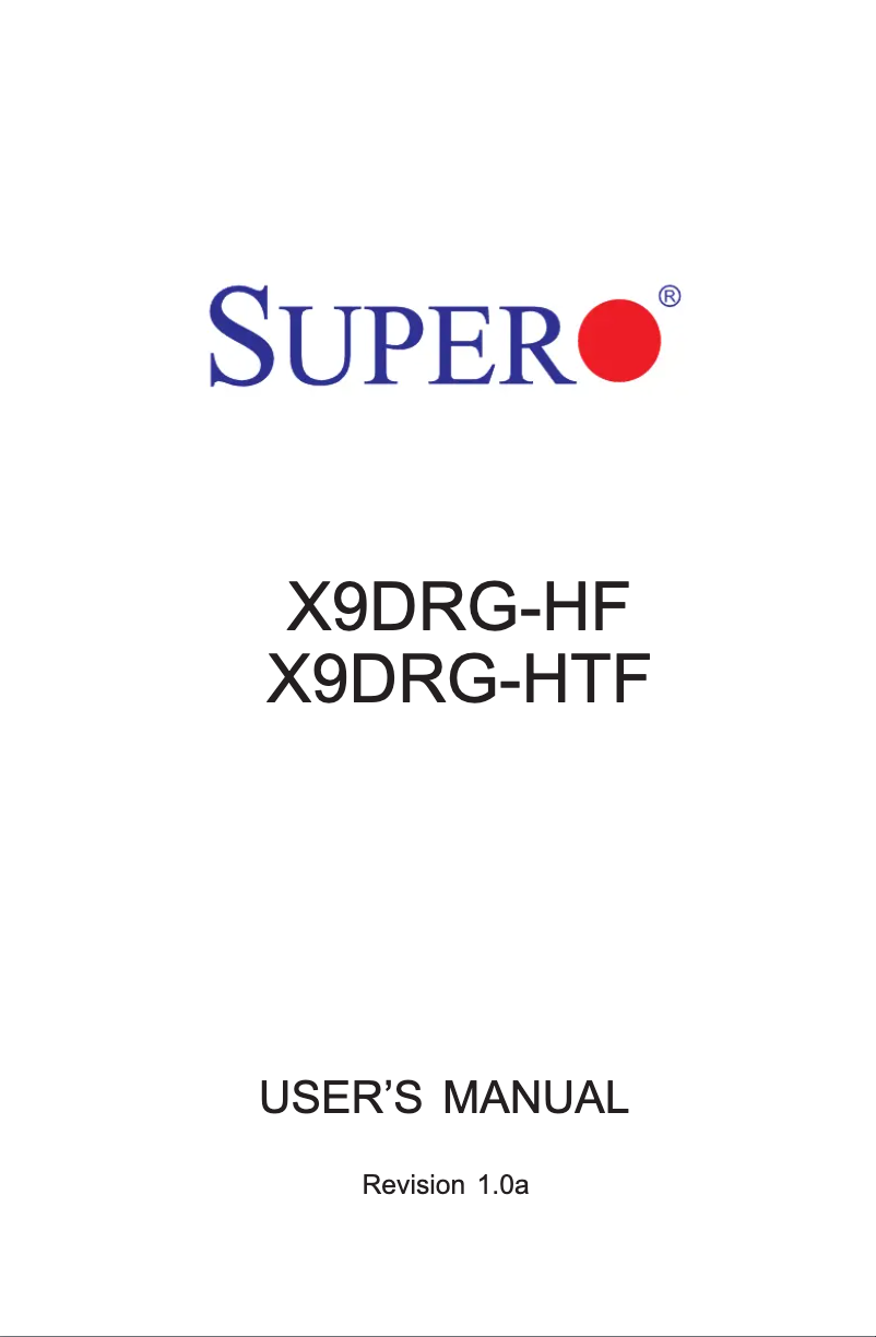 Page 1 de la notice Manuel utilisateur Supermicro X9DRG-HF