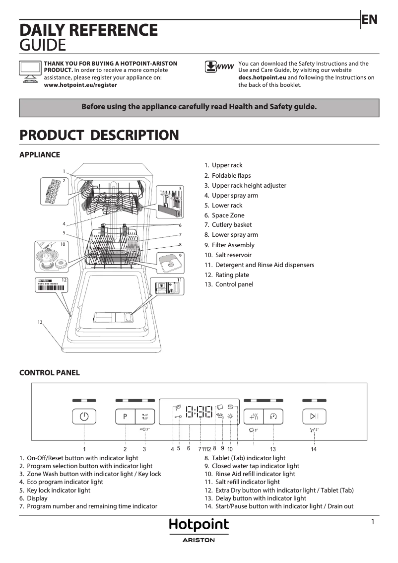 Page n°1 - Manuel utilisateur Hotpoint Ariston HSFC 3T127 C