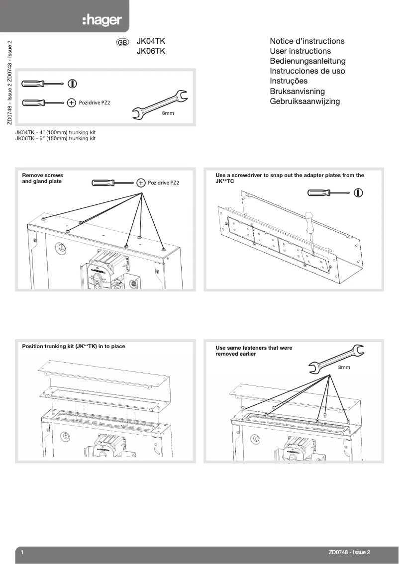 Page 1 de la notice Manuel utilisateur Hager JK04TK