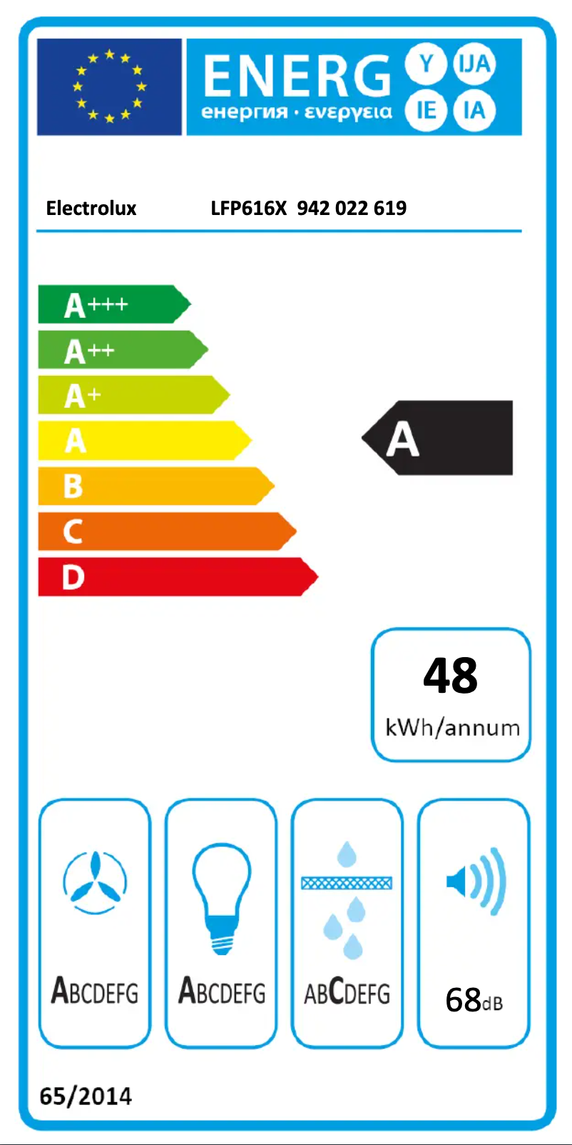 Page n°1 - Label énergétique Electrolux LFP616X