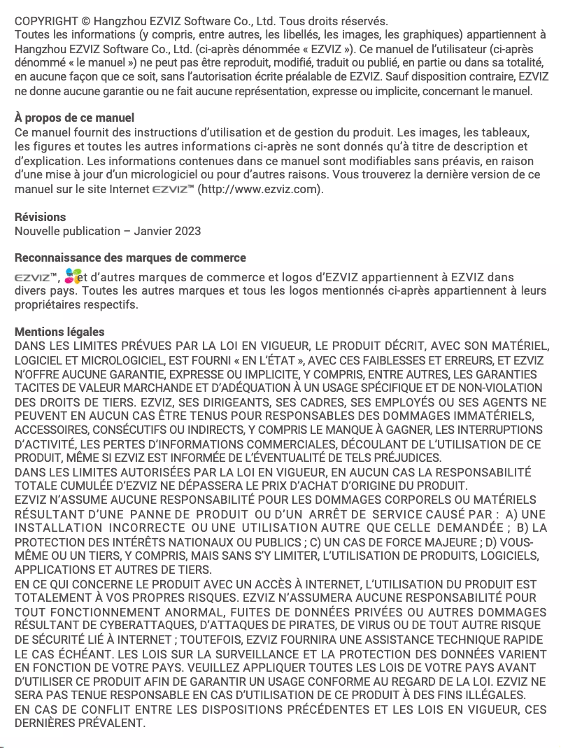 Page 1 de la notice Manuel utilisateur EZVIZ H6C Pro 2K+