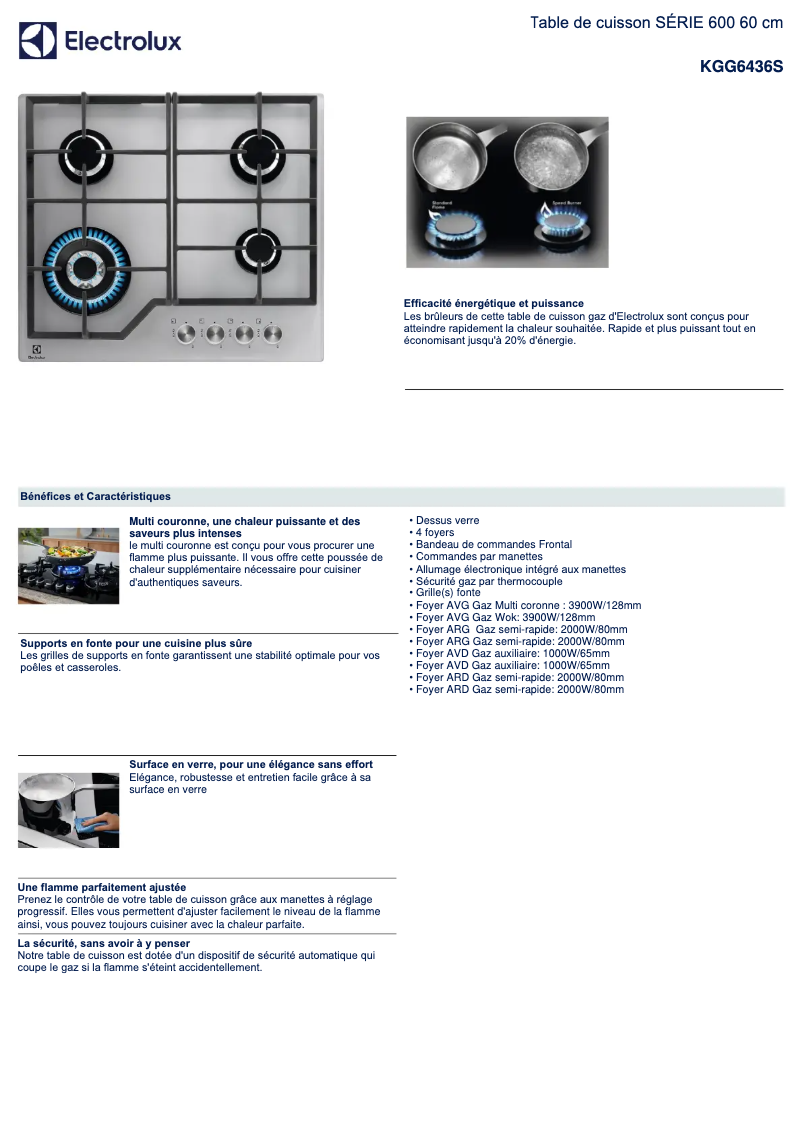 Page n°1 - Fiche technique Electrolux KGG6436S