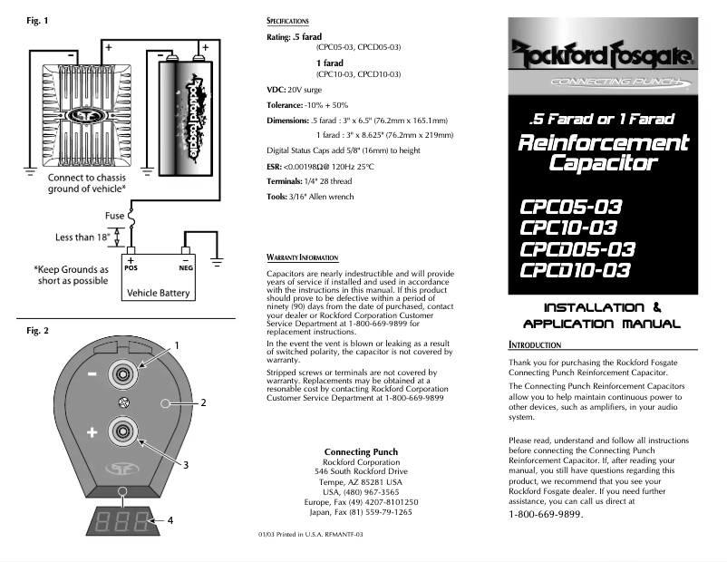 Page n°1 - Manuel utilisateur Rockford Fosgate Connecting Punch CPC05-03