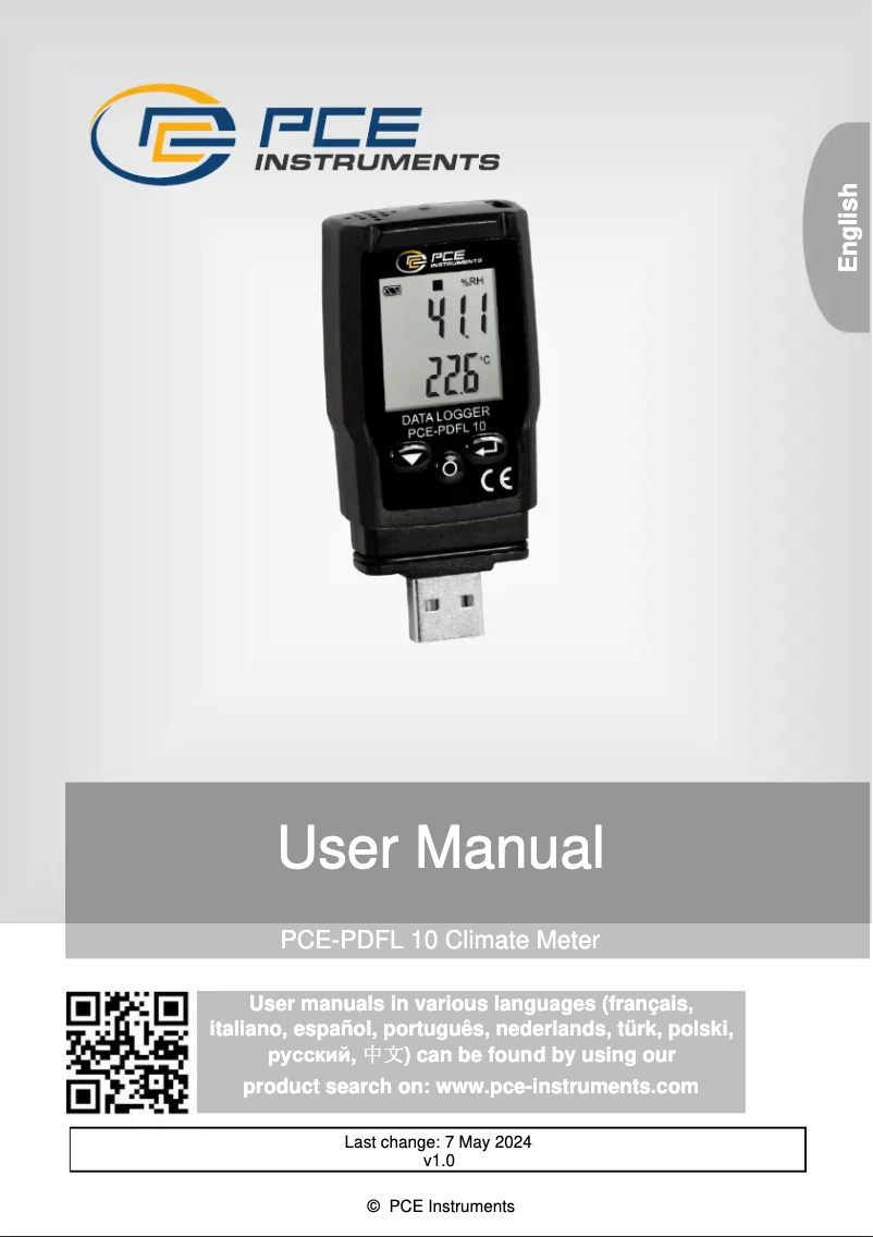Page 1 de la notice Manuel utilisateur PCE Instruments PCE-PDFL 10