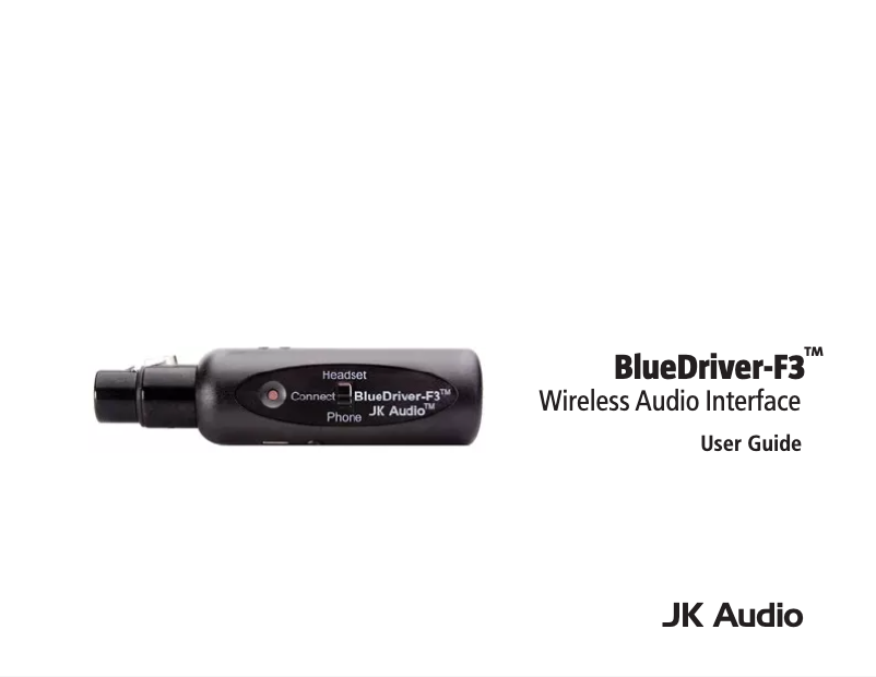 Page n°1 - Manuel utilisateur JK Audio BlueDriver-F3