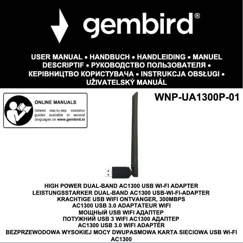 Page 1 de la notice Manuel utilisateur Gembird WNP-UA1300P-01