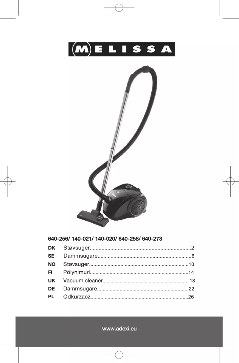 Page 1 de la notice Manuel utilisateur Melissa 140-021