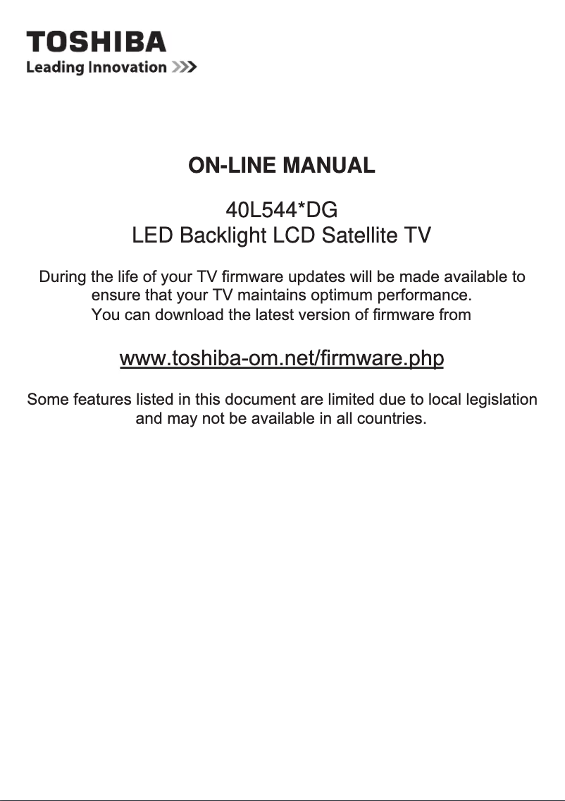 Page 1 de la notice Manuel utilisateur Toshiba 40L5441DG