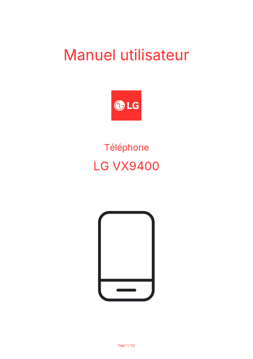 Page n°1 - Manuel utilisateur LG VX9400
