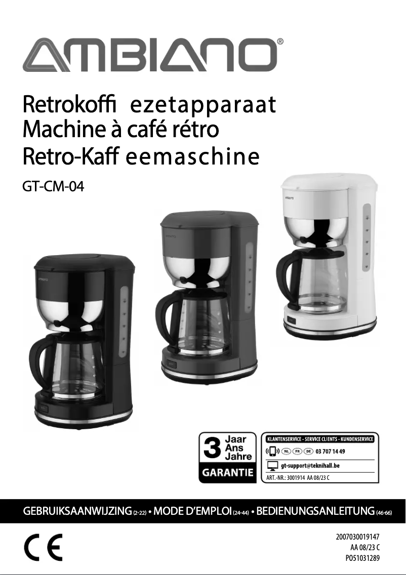 Page 1 de la notice Manuel utilisateur Ambiano GT-CM-04
