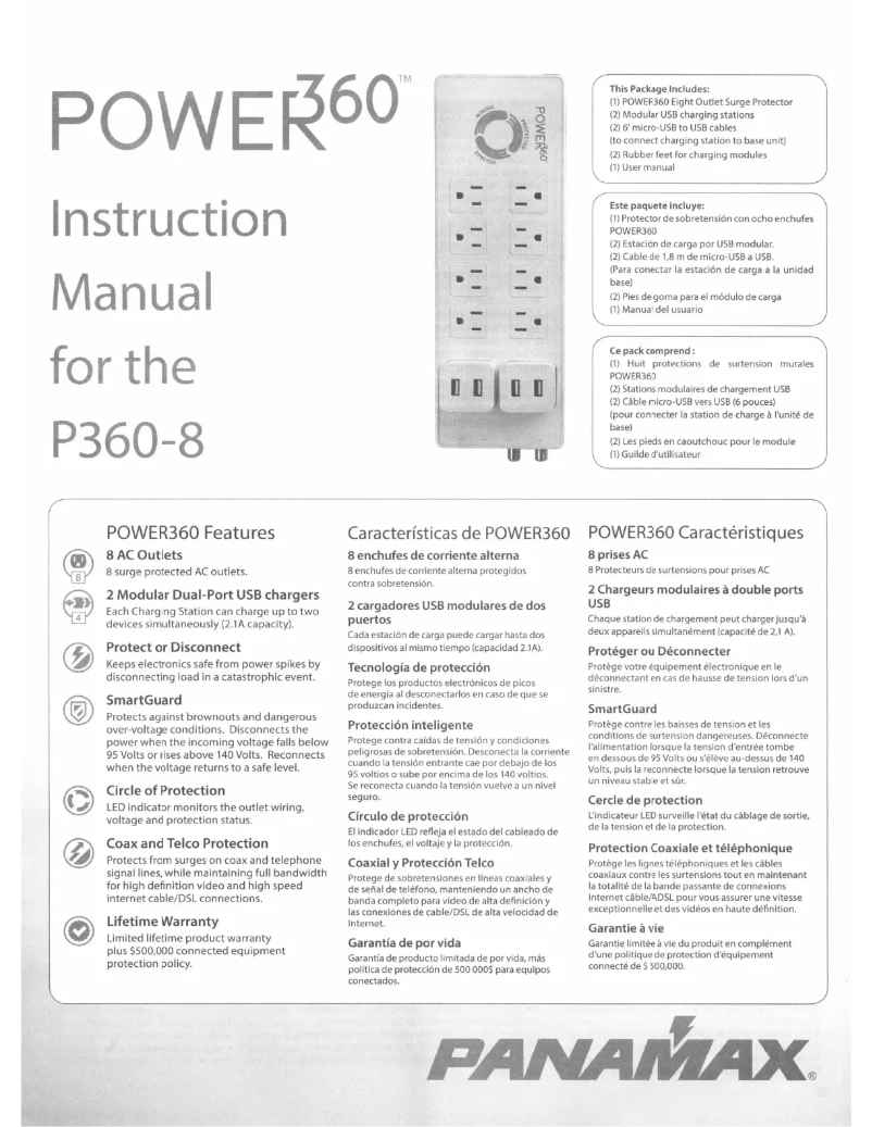 Page n°1 - Manuel utilisateur Panamax Power360 P360-8