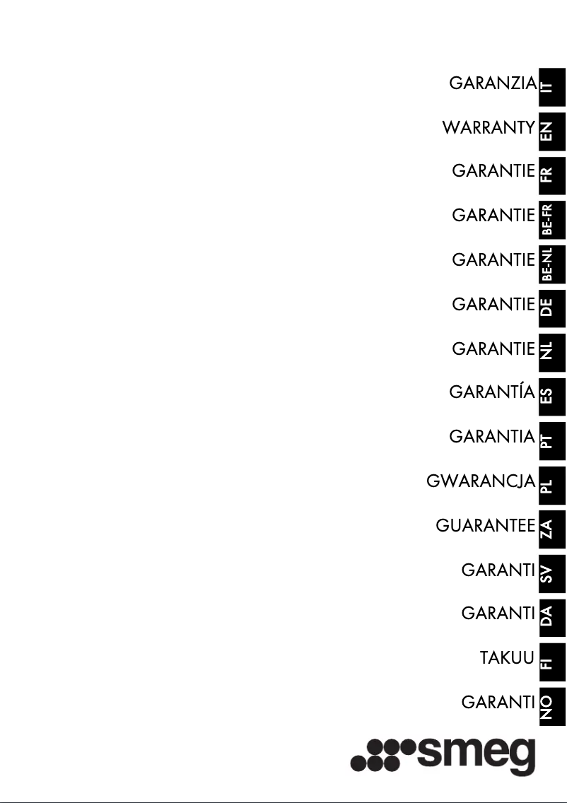 Page n°1 - Informations de garantie Smeg CVI118LWN2
