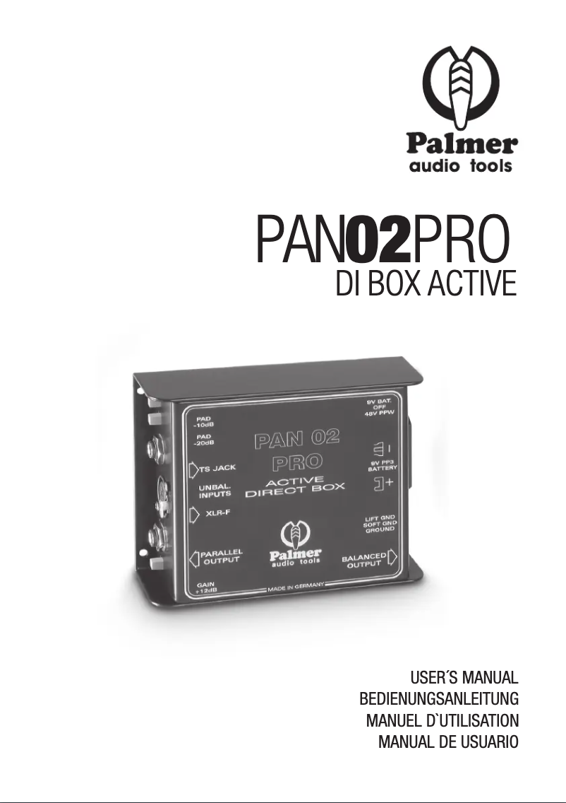 Image de la première page du manuel de l'appareil PAN 02 PRO