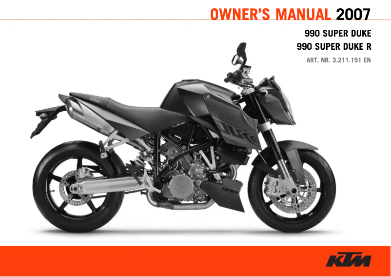 Image de la première page du manuel de l'appareil 990 Super Duke (2007)