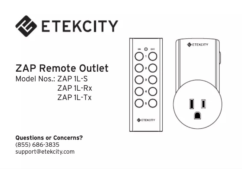 Page n°1 - Manuel utilisateur Etekcity ZAP 1L-S