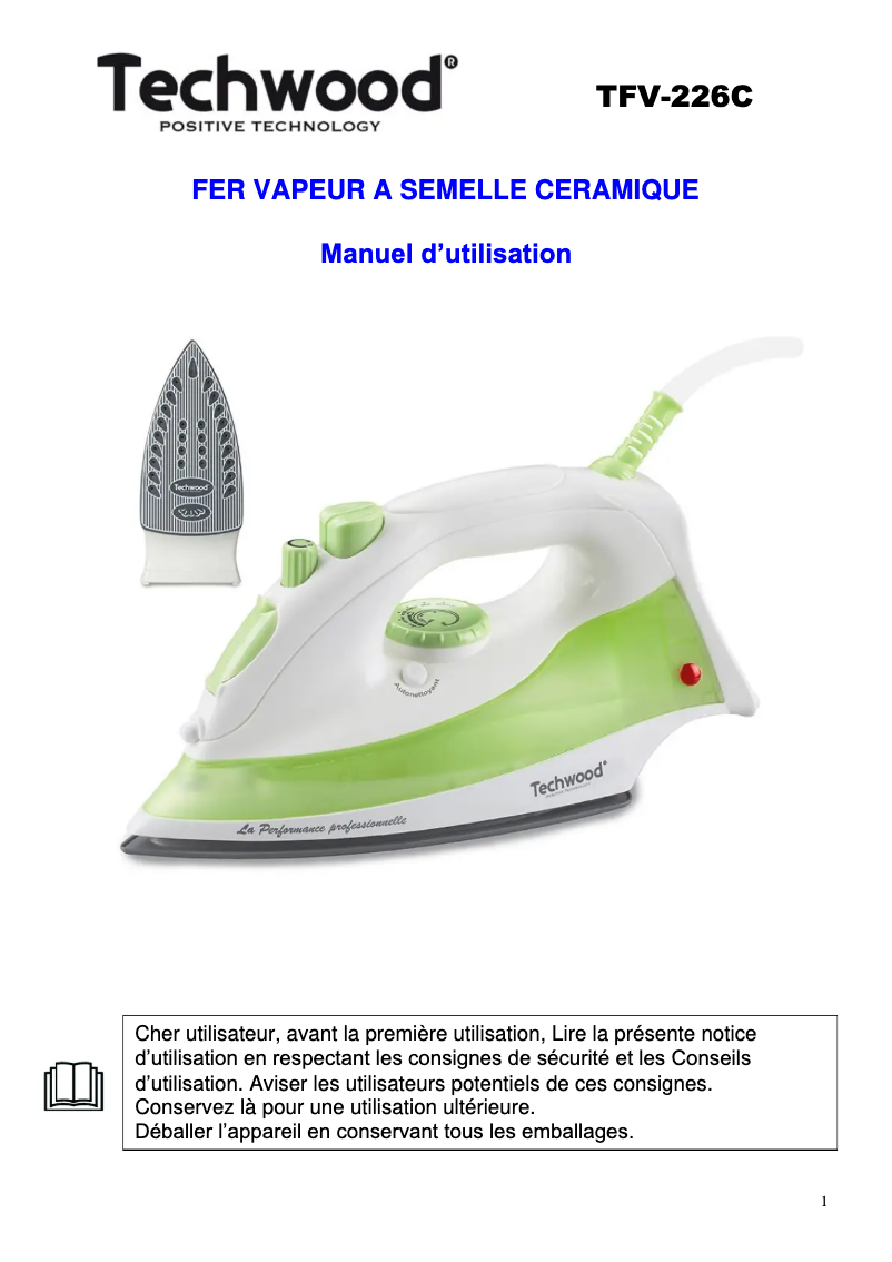 Image de la première page du manuel de l'appareil TFV-226C