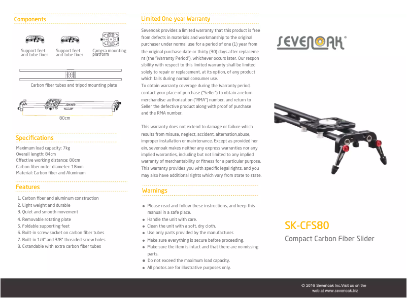 Page 1 of the manual User Manual Sevenoak SK-CFS80