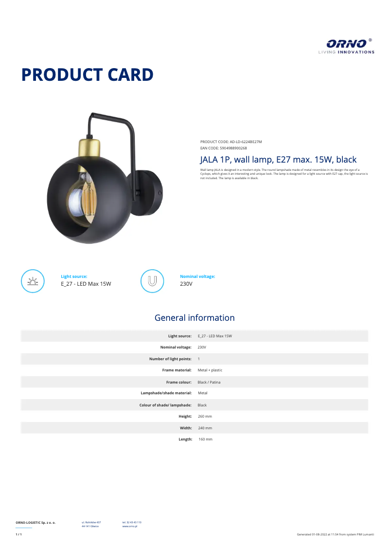 Image de la première page du manuel de l'appareil AD-LD-6224BE27M