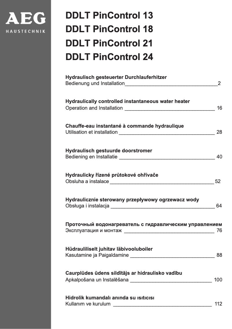 Page 1 de la notice Manuel utilisateur AEG DDLT PinControl 18