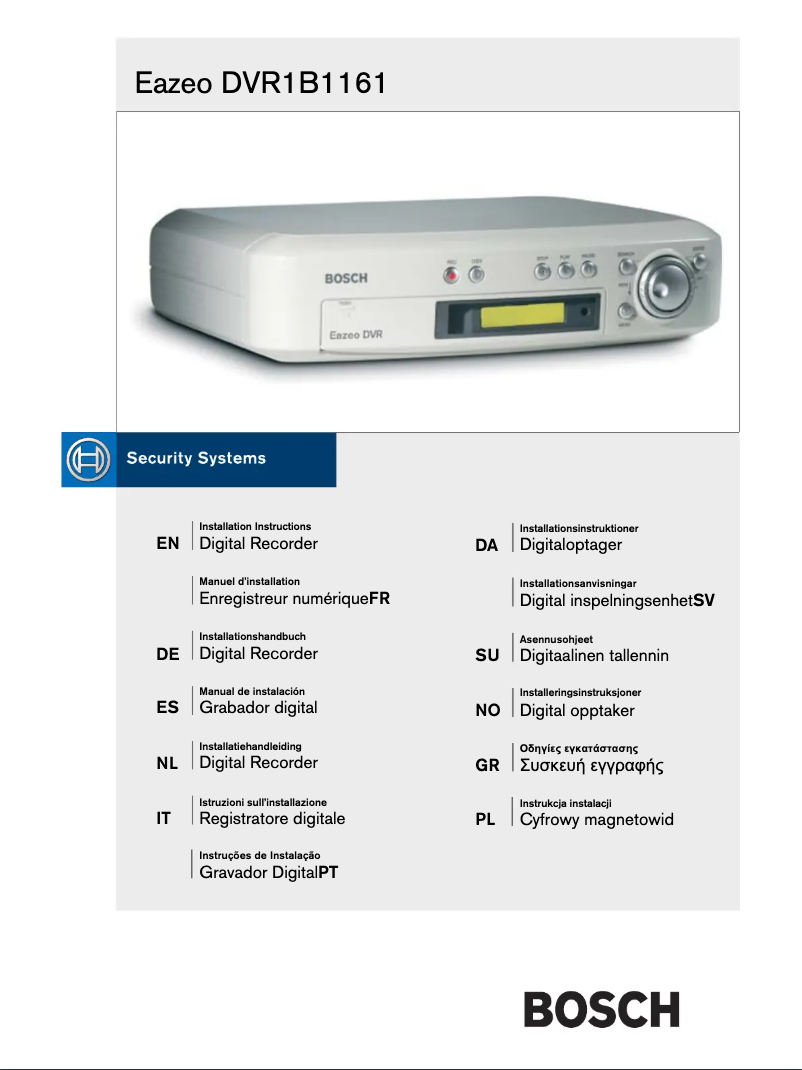 Page 1 de la notice Manuel utilisateur Bosch DVR1B1161