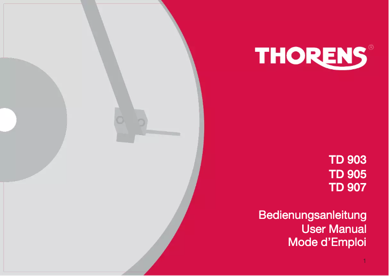 Page n°1 - Manuel utilisateur Thorens TD 907
