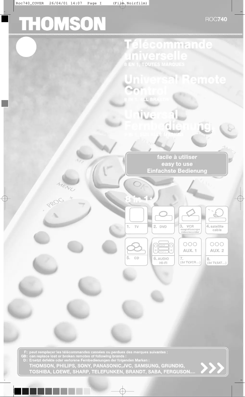 Page n°1 - Manuel utilisateur Thomson ROC740
