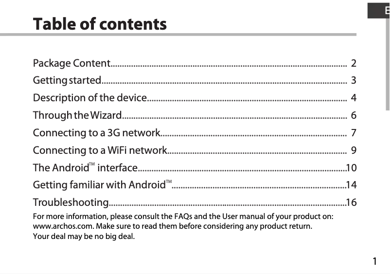 Page 1 de la notice Manuel utilisateur Archos 97 Xenon