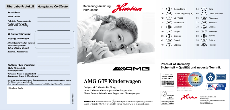 Page 1 de la notice Manuel utilisateur Hartan AMG GT²