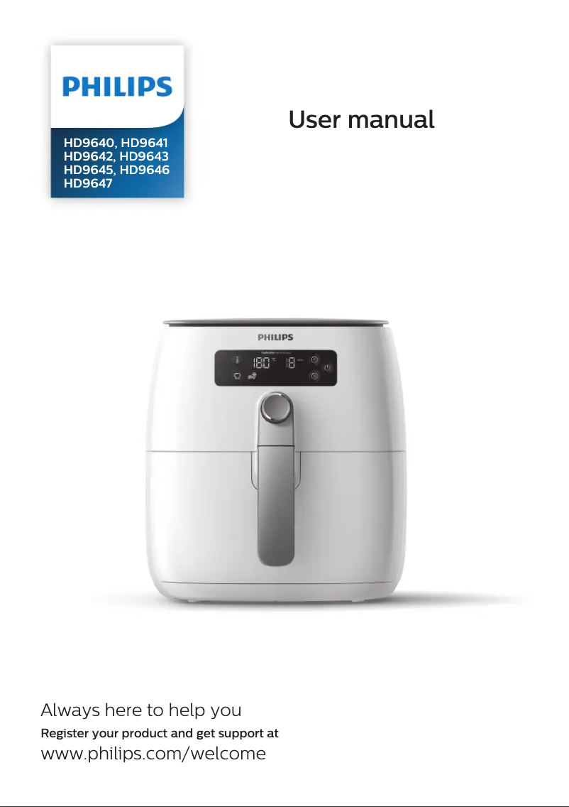 Page 1 de la notice Manuel utilisateur Philips Avance Collection Airfryer HD9643
