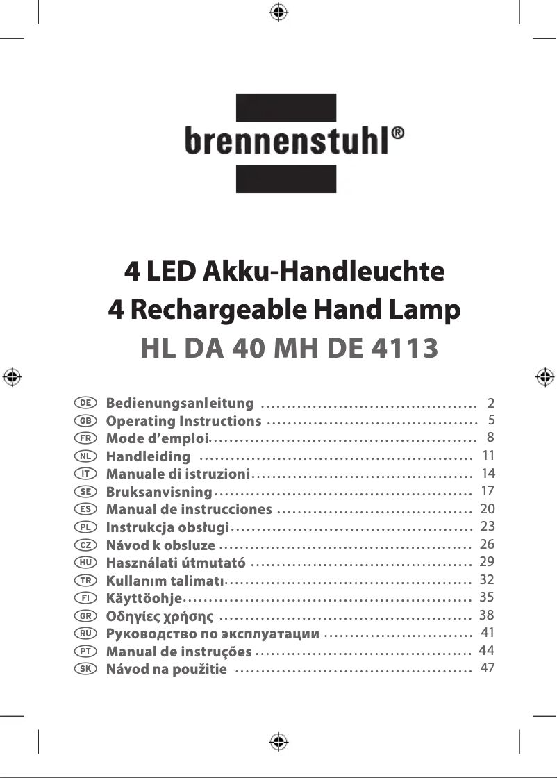 Page n°1 - Manuel utilisateur Brennenstuhl HL DA 40 MH DE 4113