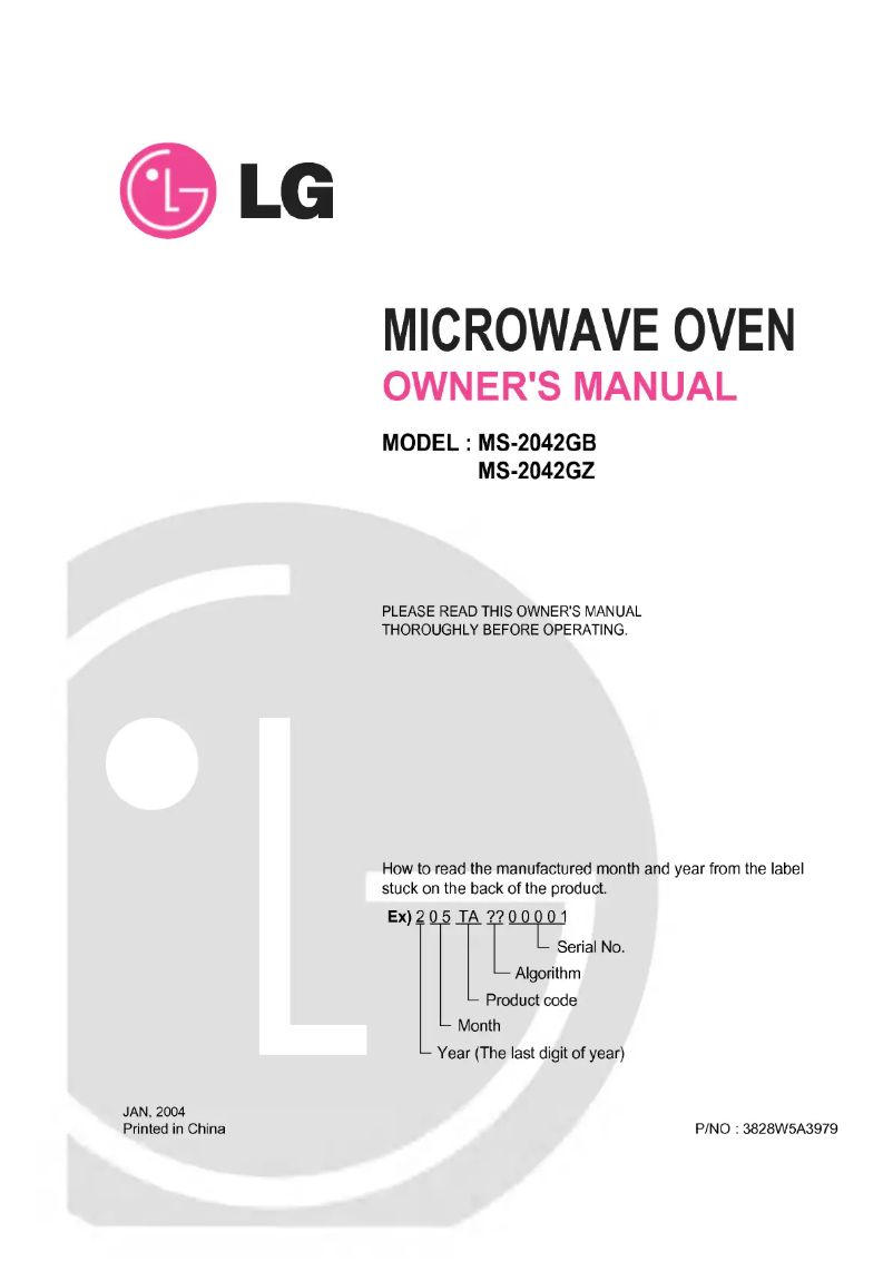 Page 1 de la notice Manuel utilisateur LG MS-1942GZ