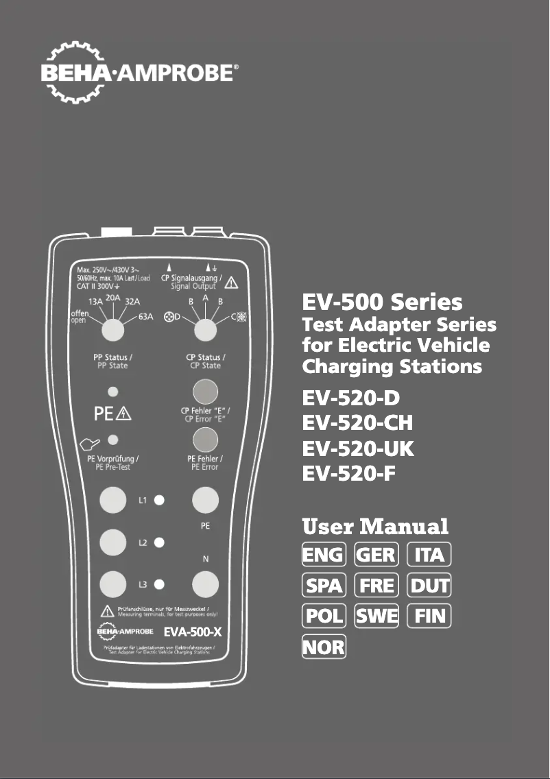 Page n°1 - Manuel utilisateur Beha-Amprobe EV-520-F
