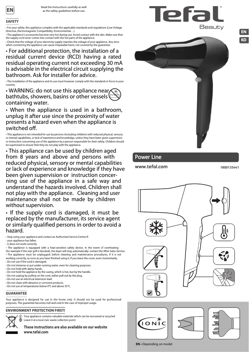 Page 1 of the manual User Manual Tefal Star Collection HV4910