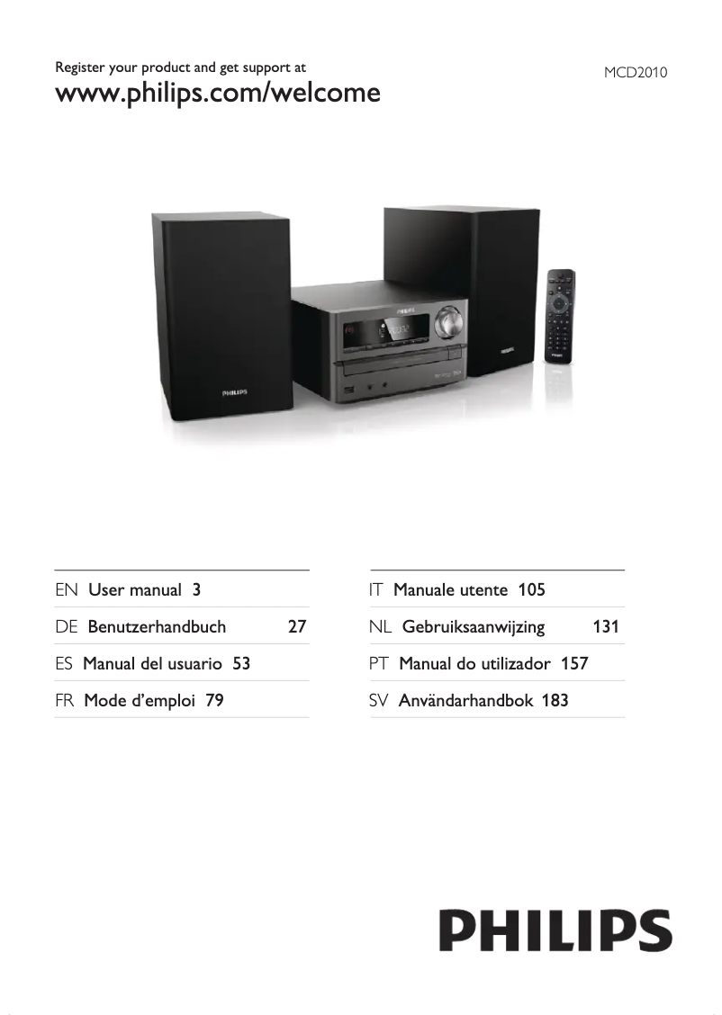 Page 1 de la notice Manuel utilisateur Philips MCD2010